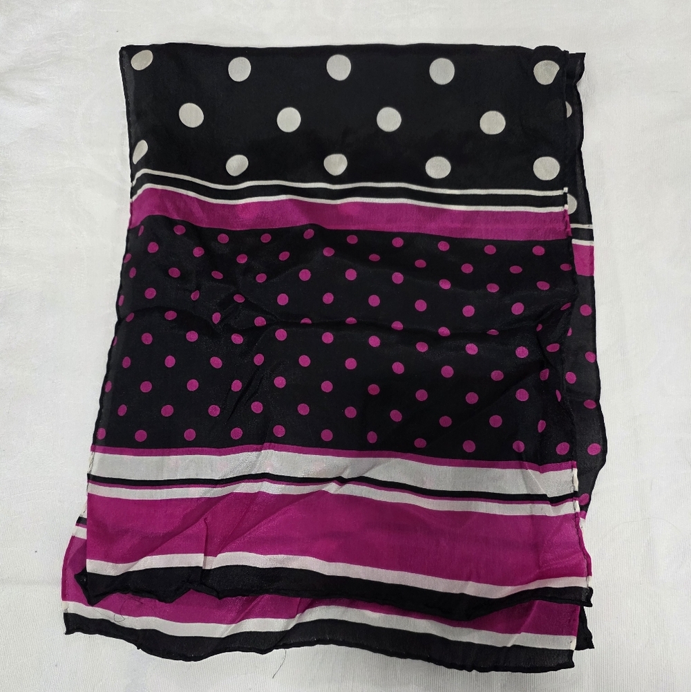 Black and Pink Polka Dot Scarf